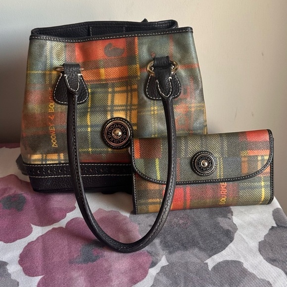 Dooney & Bourke Handbags - Dooney & Bourke Plaid Handbag and Wallet Set